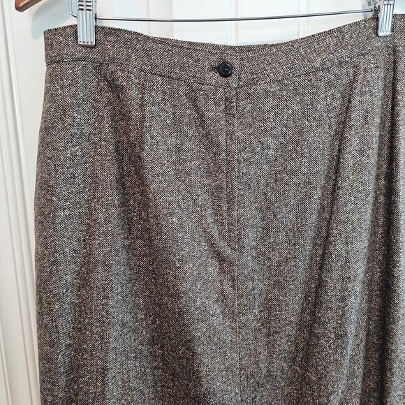 Conrad C Vintage Skirt Women Size 14 Brown 90s Midi Silk Wool Preppy Academia - Picture 5 of 10